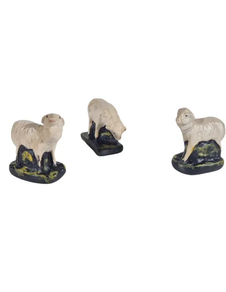 Set of Three Plaster Sheep for 10 cm Nativity Figures