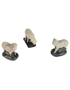 Set of Three Plaster Sheep for 10 cm Nativity Figures 2