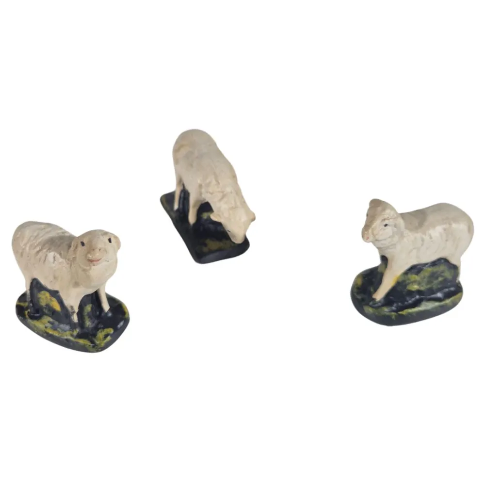 Set of Three Plaster Sheep for 10 cm Nativity Figures