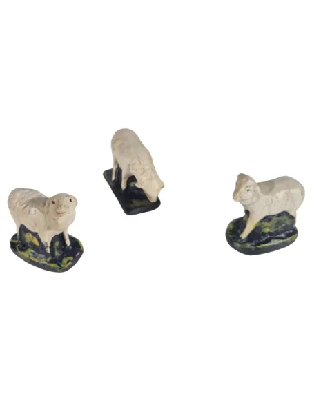 Set of Three Plaster Sheep for 10 cm Nativity Figures