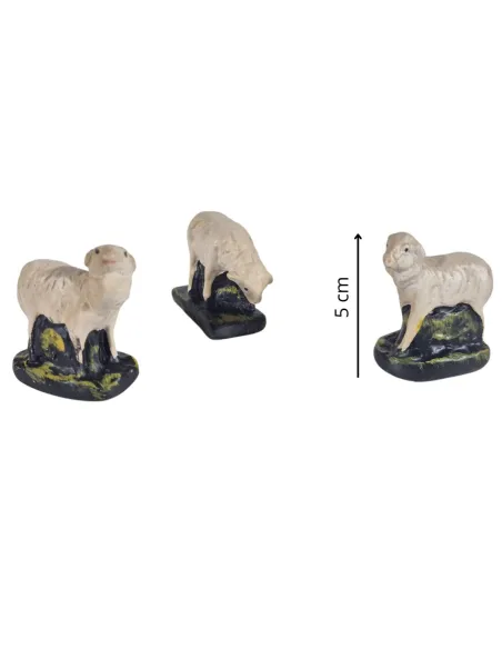 Set of Three Plaster Sheep for 10 cm Nativity Figures
