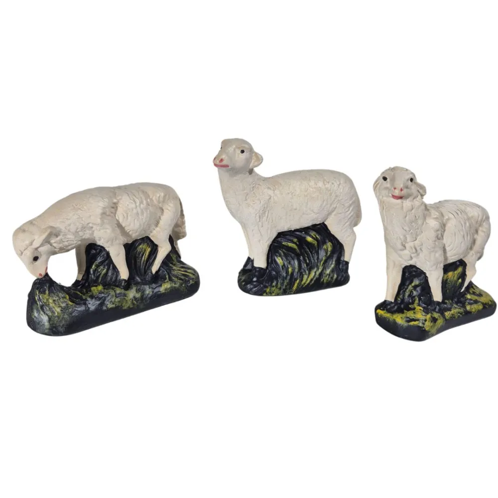 Set of Three Plaster Sheep for 30 cm Nativity Figures
