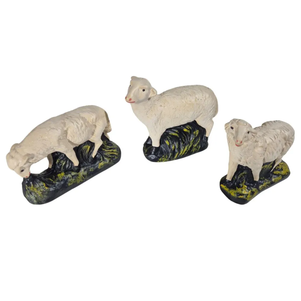 Set of Three Plaster Sheep for 30 cm Nativity Figures