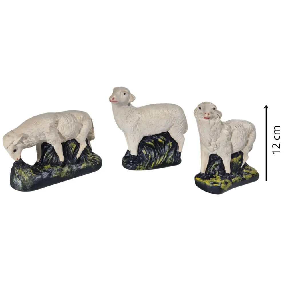 Set of Three Plaster Sheep for 30 cm Nativity Figures
