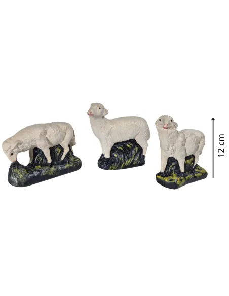 Set of Three Plaster Sheep for 30 cm Nativity Figures