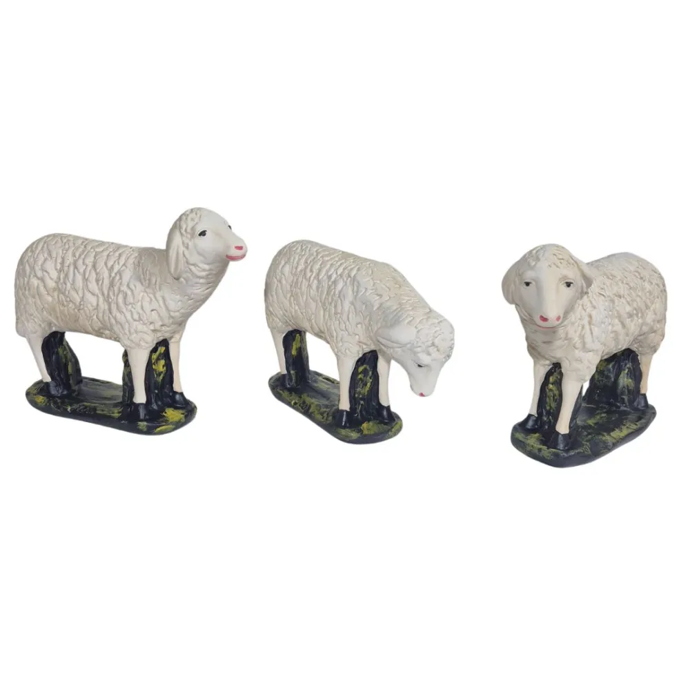 Set of Three Plaster Sheep for 60 cm Nativity Figures