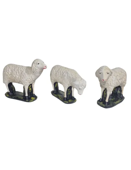 Set of Three Plaster Sheep for 60 cm Nativity Figures