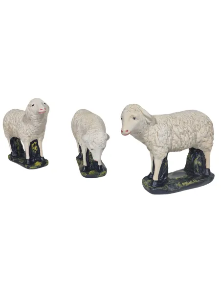 Set of Three Plaster Sheep for 60 cm Nativity Figures