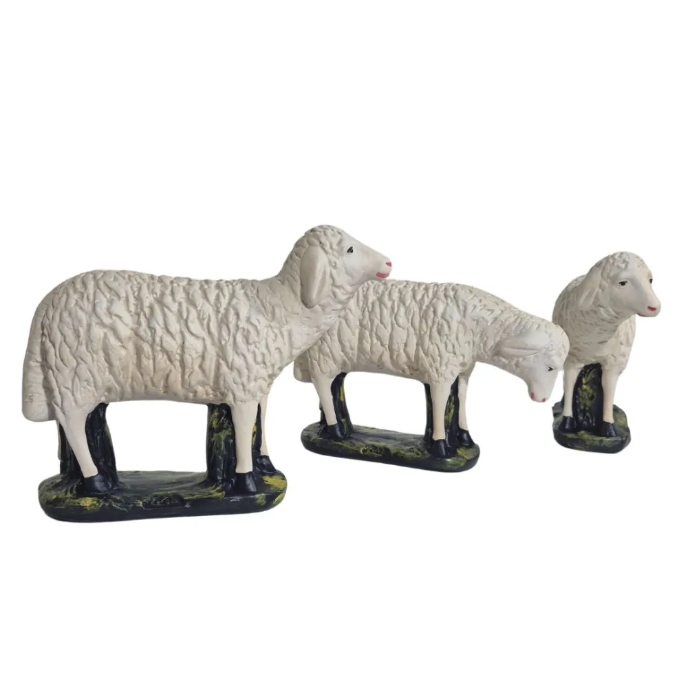 Set of Three Plaster Sheep for 60 cm Nativity Figures