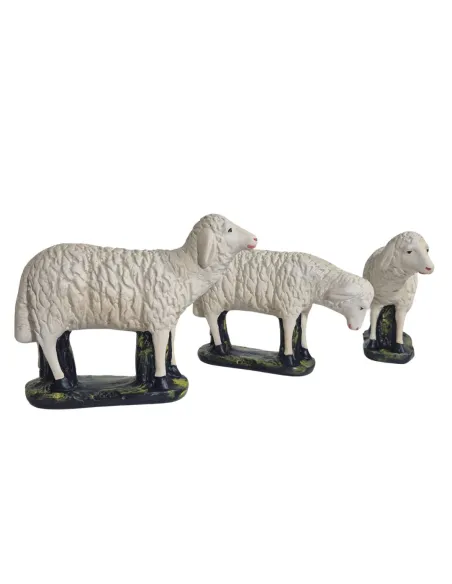 Set of Three Plaster Sheep for 60 cm Nativity Figures