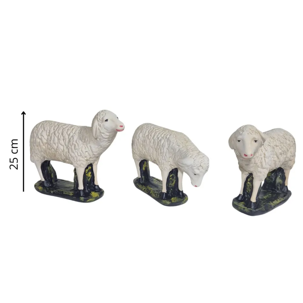 Set of Three Plaster Sheep for 60 cm Nativity Figures