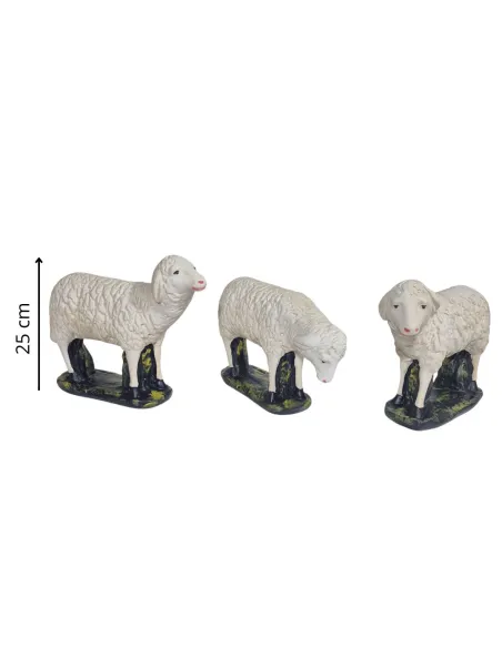 Set of Three Plaster Sheep for 60 cm Nativity Figures