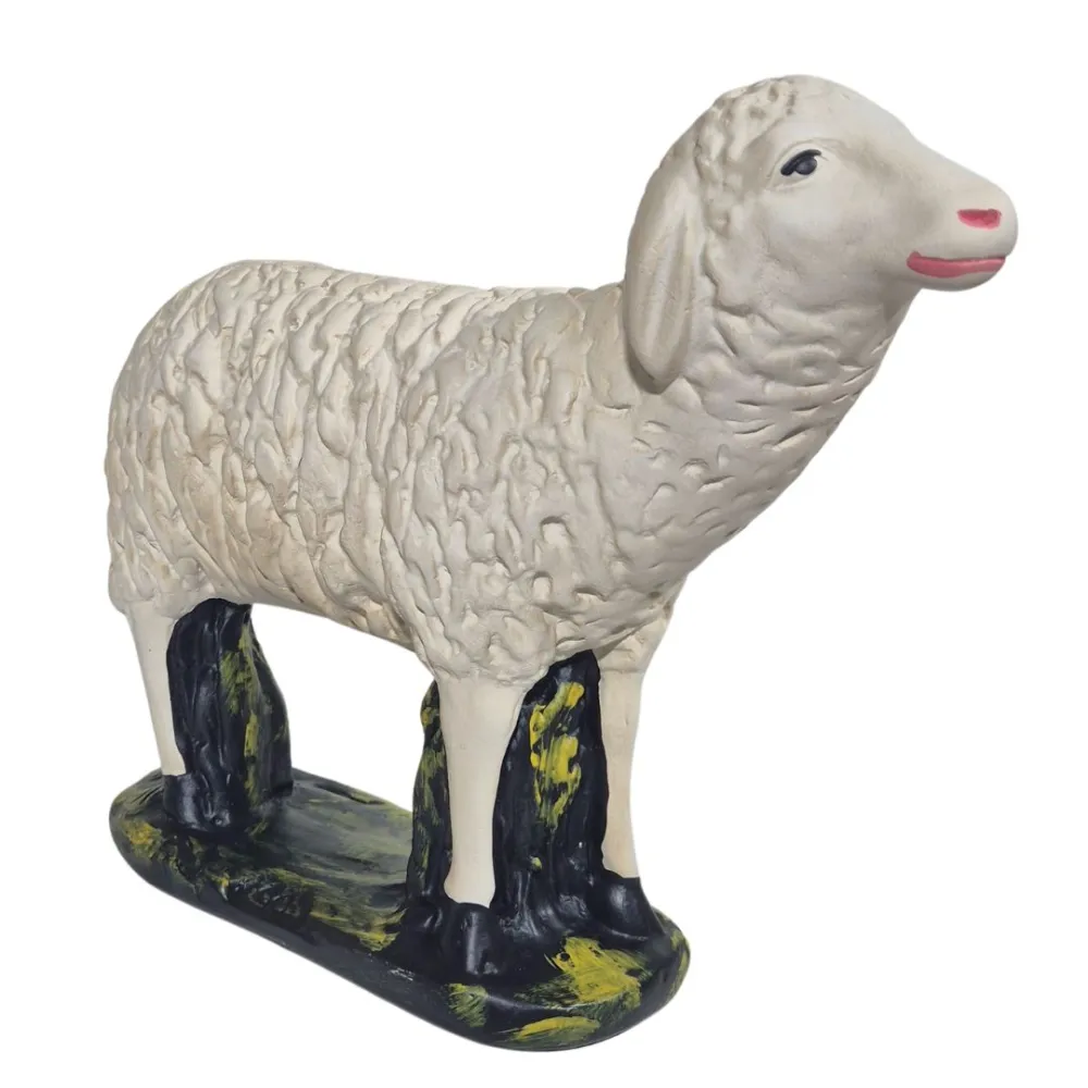 Plaster Sheep with Raised Head Facing Right for 60 cm Nativity Figures