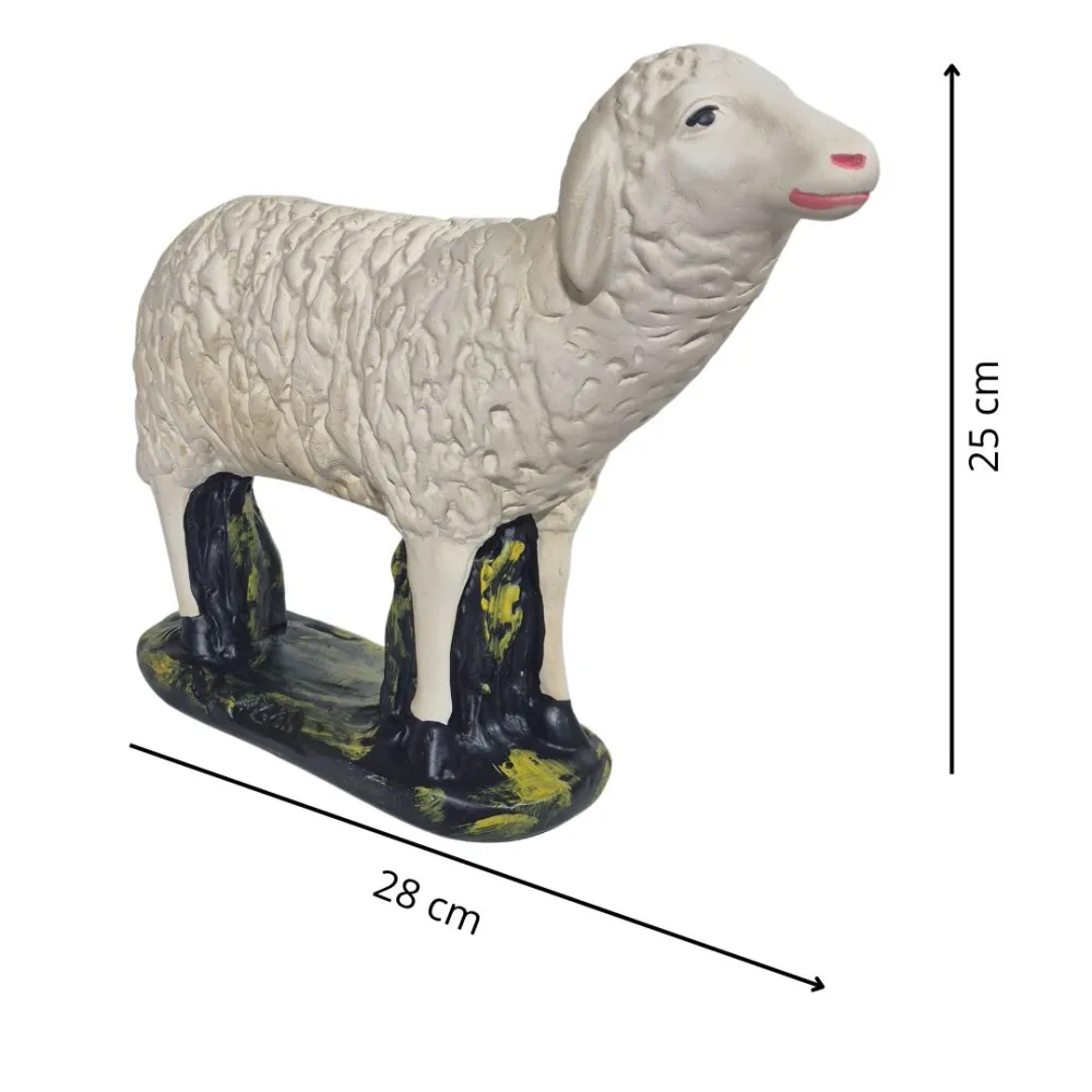 Plaster Sheep with Raised Head Facing Right for 60 cm Nativity Figures
