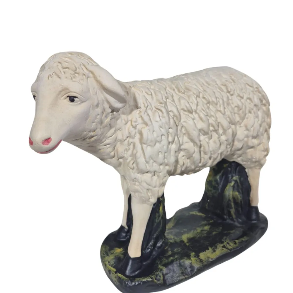 Plaster Sheep with Raised Head Facing Left for 60 cm Nativity Figures