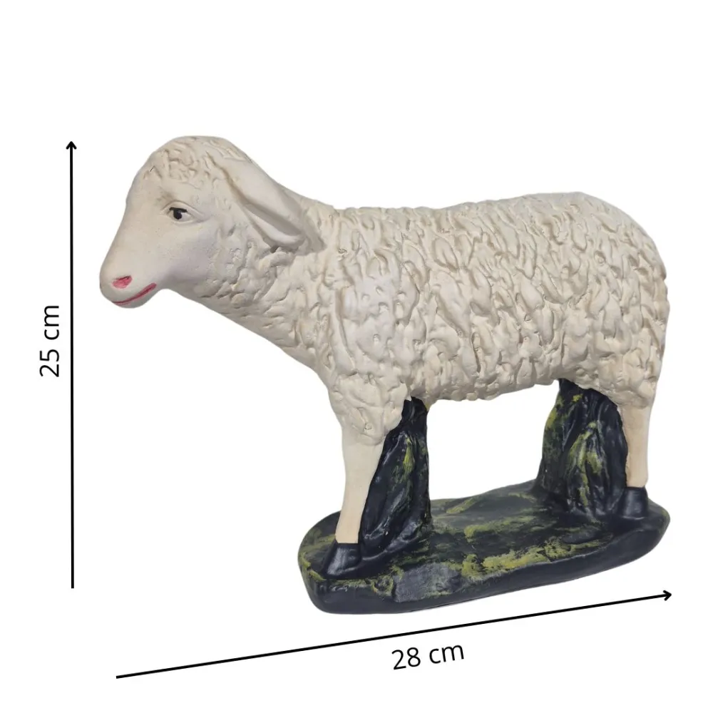 Plaster Sheep with Raised Head Facing Left for 60 cm Nativity Figures
