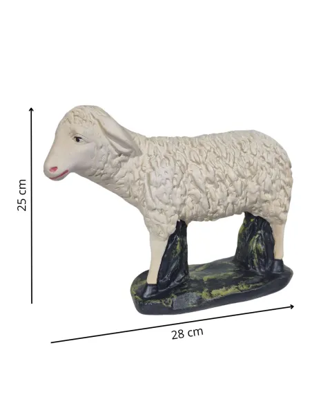 Pecora in gesso testa alta verso sinistra serie 60 cm