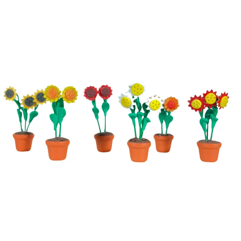 Set of 6 sunflower vases for 20 cm Nativity figures