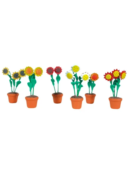 Set 6 vasi con girasoli per statue da 20 cm