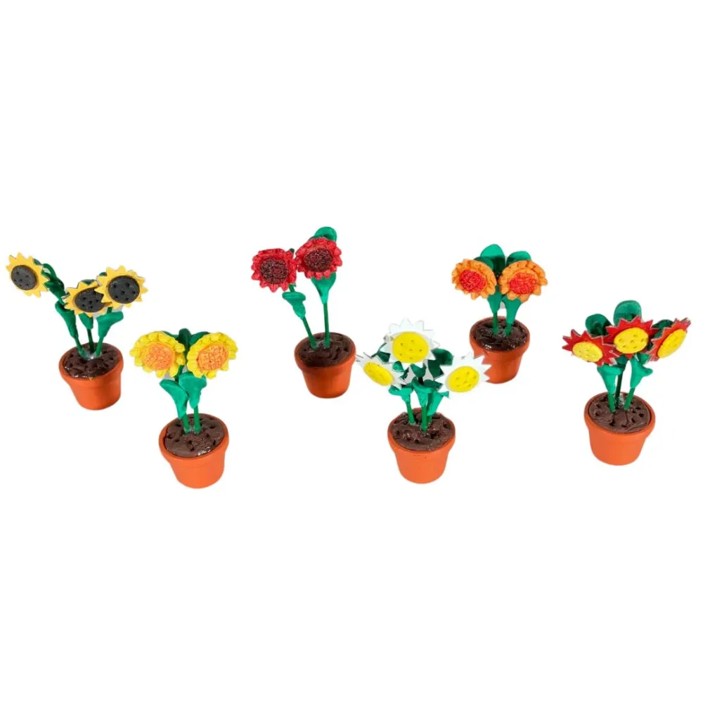 Set of 6 sunflower vases for 20 cm Nativity figures