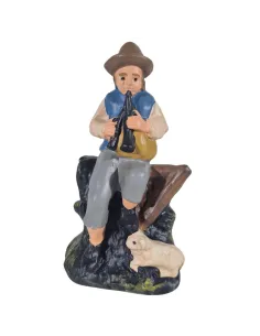Zampognaro con agnello serie 10 cm