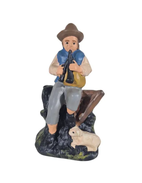 Zampognaro con agnello serie 10 cm