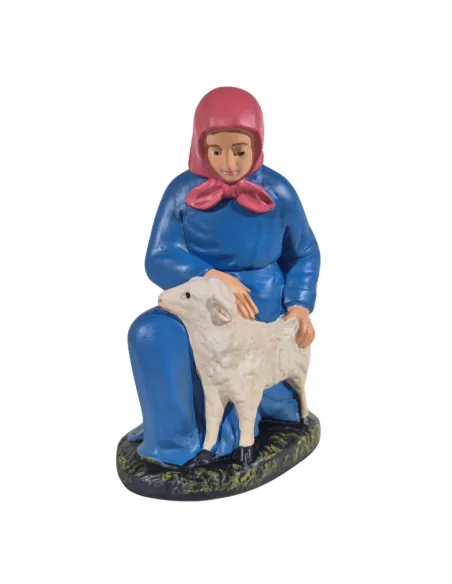 Donna inginocchiata con pecora serie 20 cm