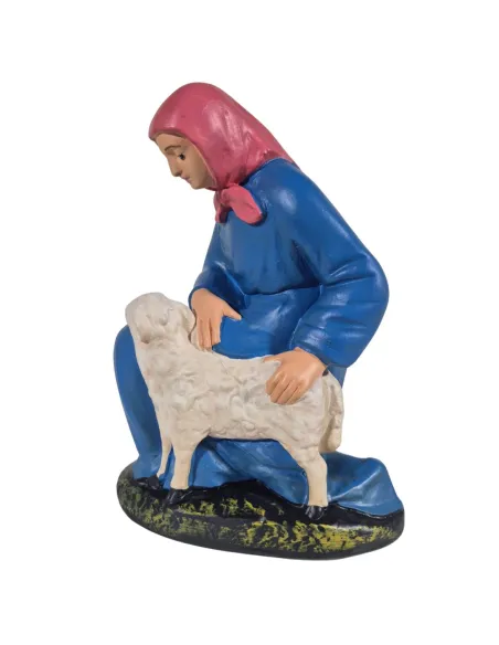 Donna inginocchiata con pecora serie 20 cm
