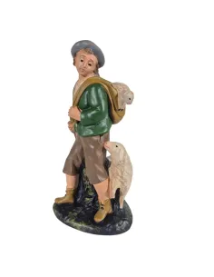 Uomo con pecora e agnellino serie 20 cm