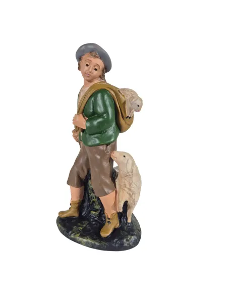 Uomo con pecora e agnellino serie 20 cm