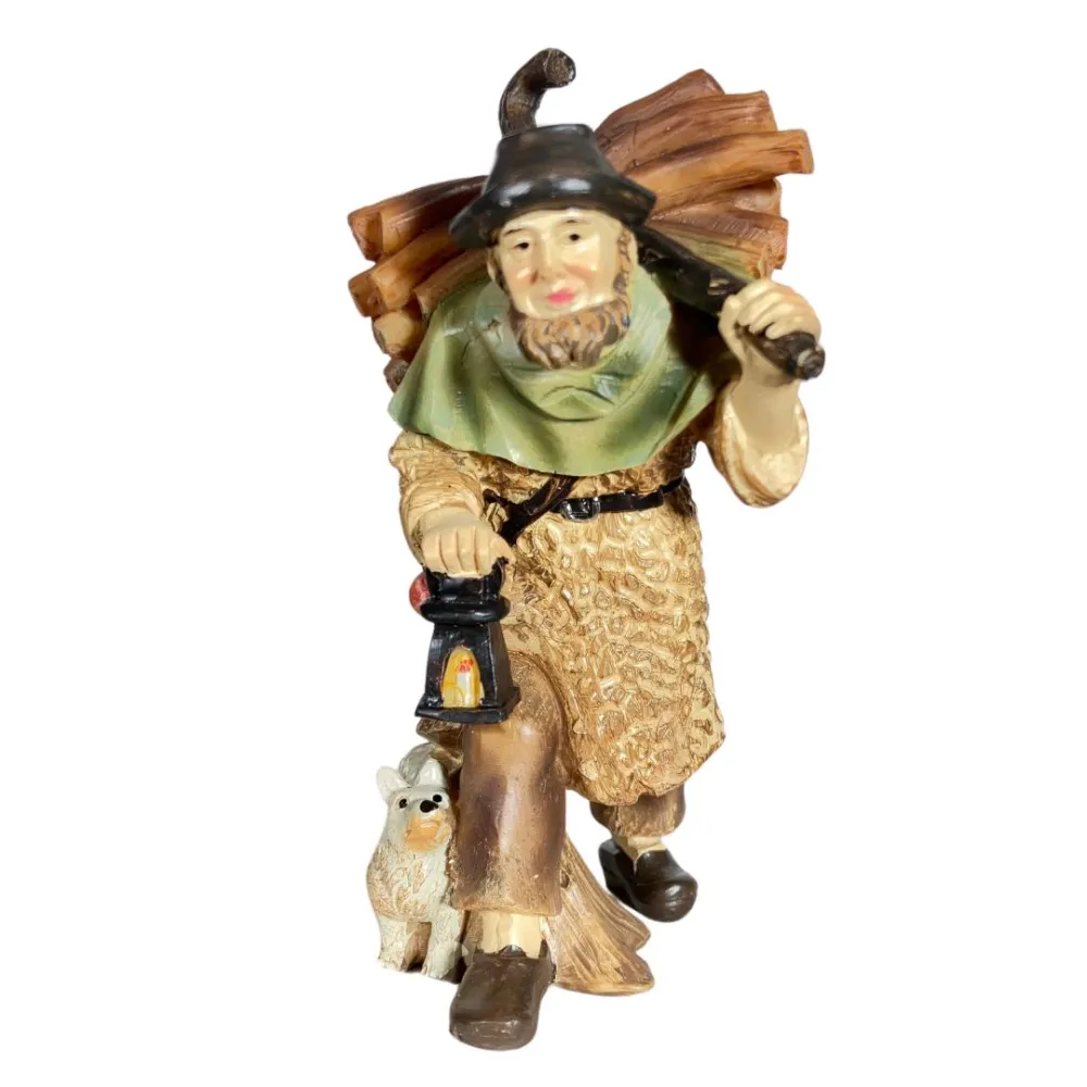 Elderly Man with Dog and Lantern – 12 cm