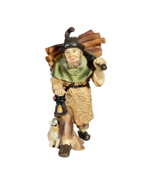 Elderly Man with Dog and Lantern – 12 cm
