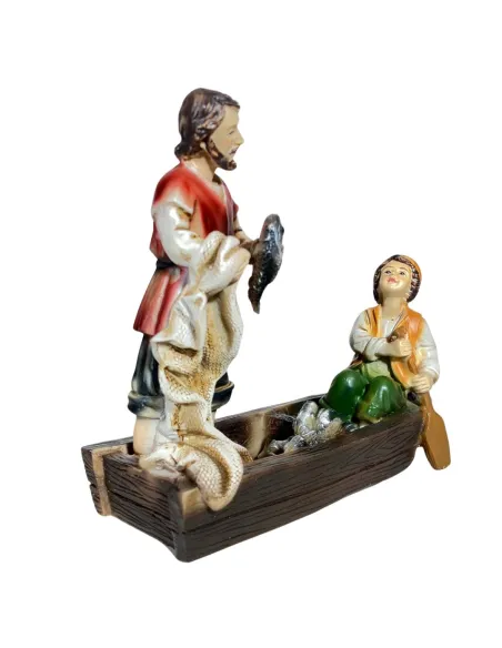 Barca con pescatore e bambino 10 cm