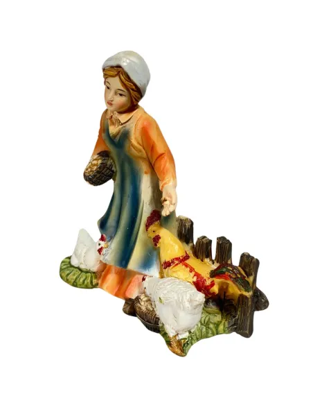 Young Woman with Three Hens – 10 cm