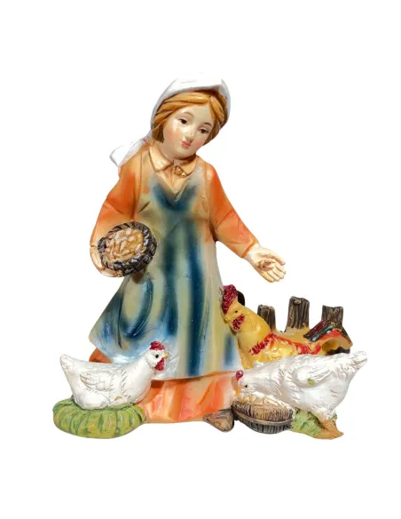 Young Woman with Three Hens – 10 cm