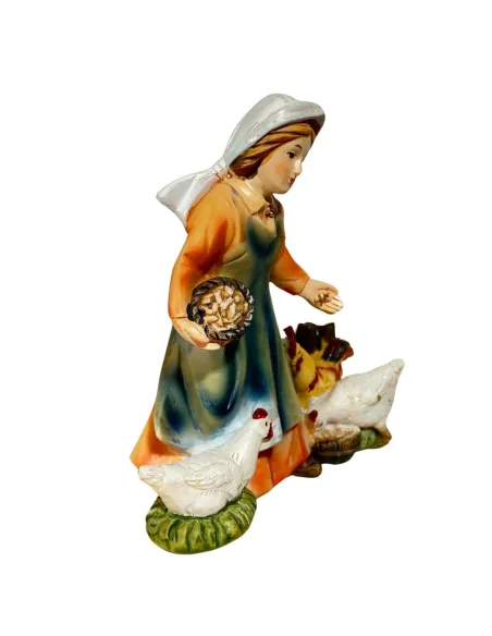 Young Woman with Three Hens – 10 cm