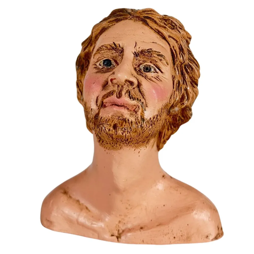 Bearded Man Head with Brown Beard for 30 cm Nativity Figures