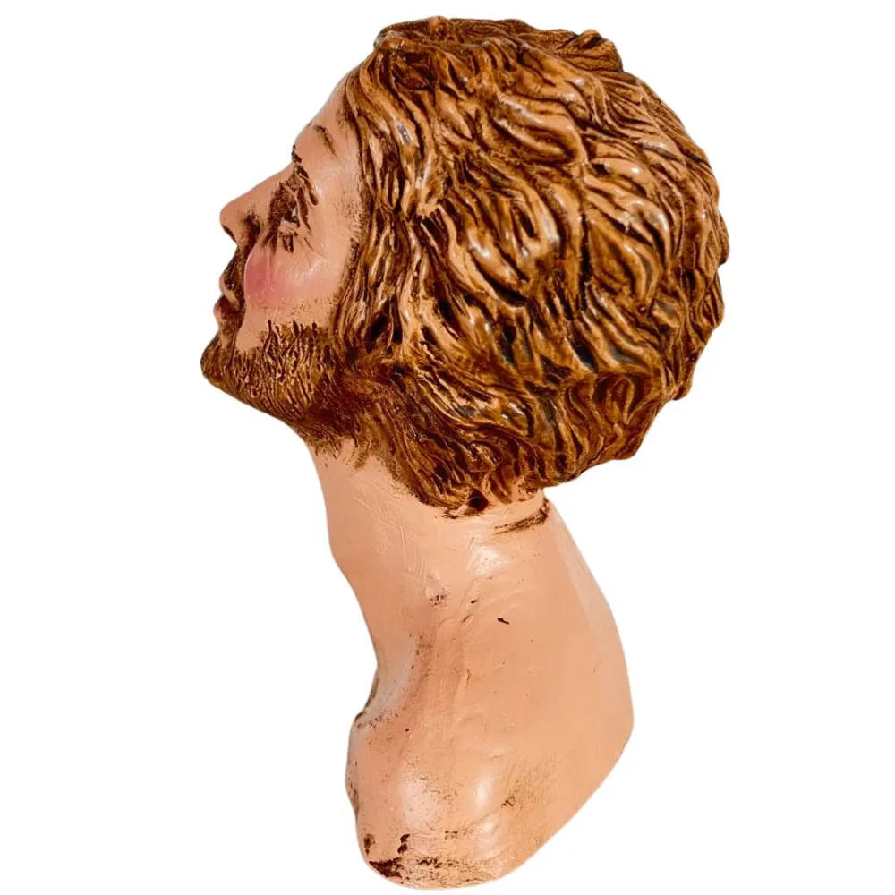 Bearded Man Head with Brown Beard for 30 cm Nativity Figures