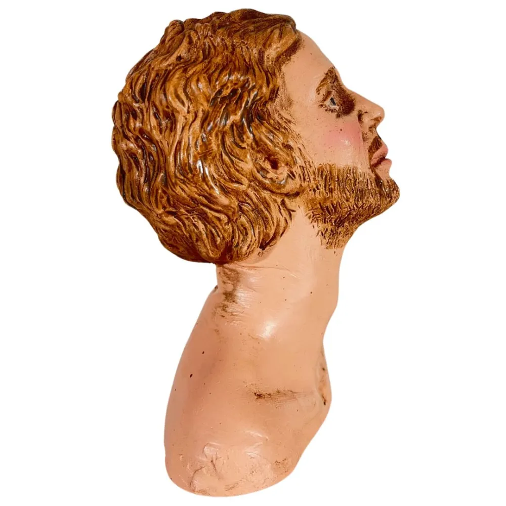 Bearded Man Head with Brown Beard for 30 cm Nativity Figures