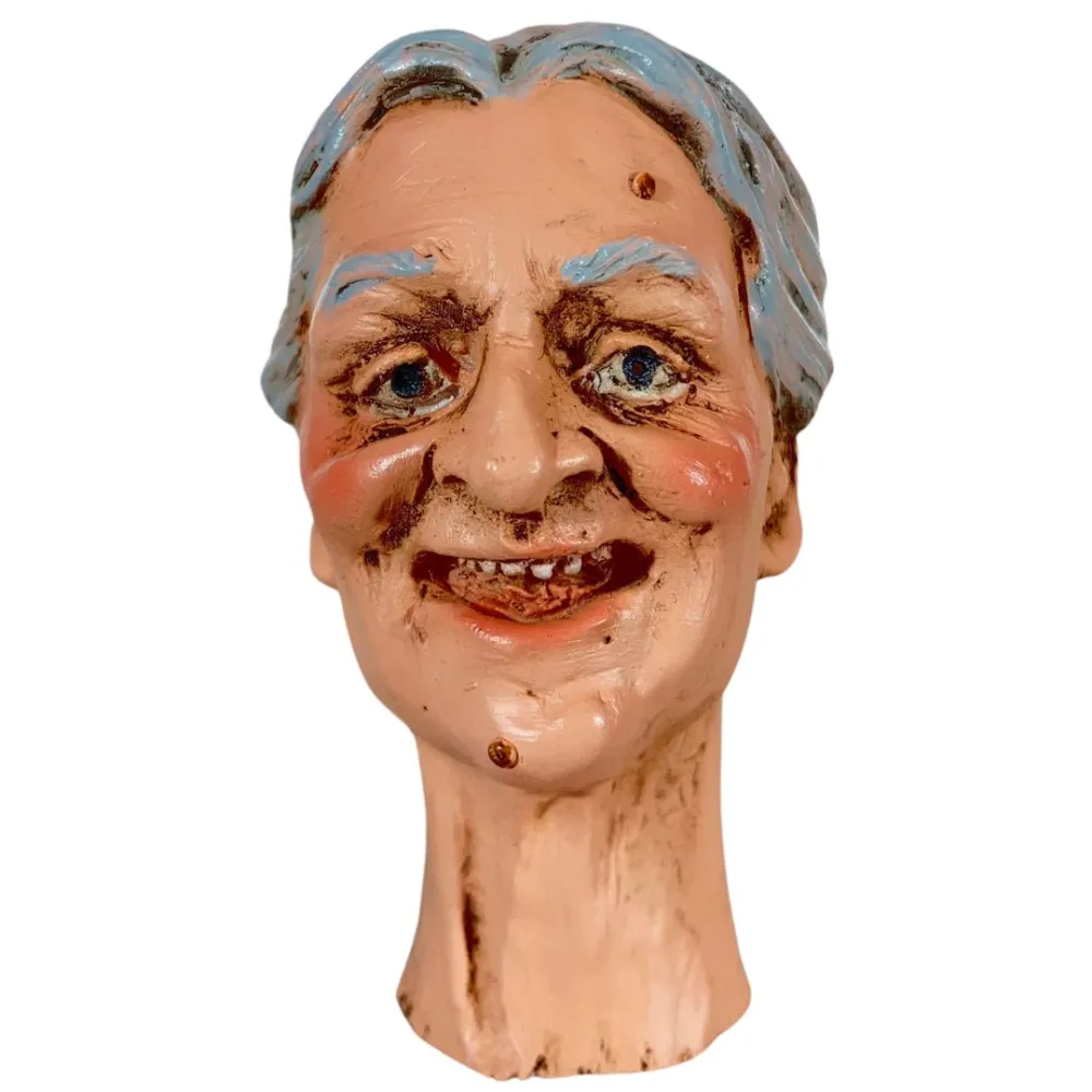 Laughing Elderly Woman Head for 30 cm Nativity Figures