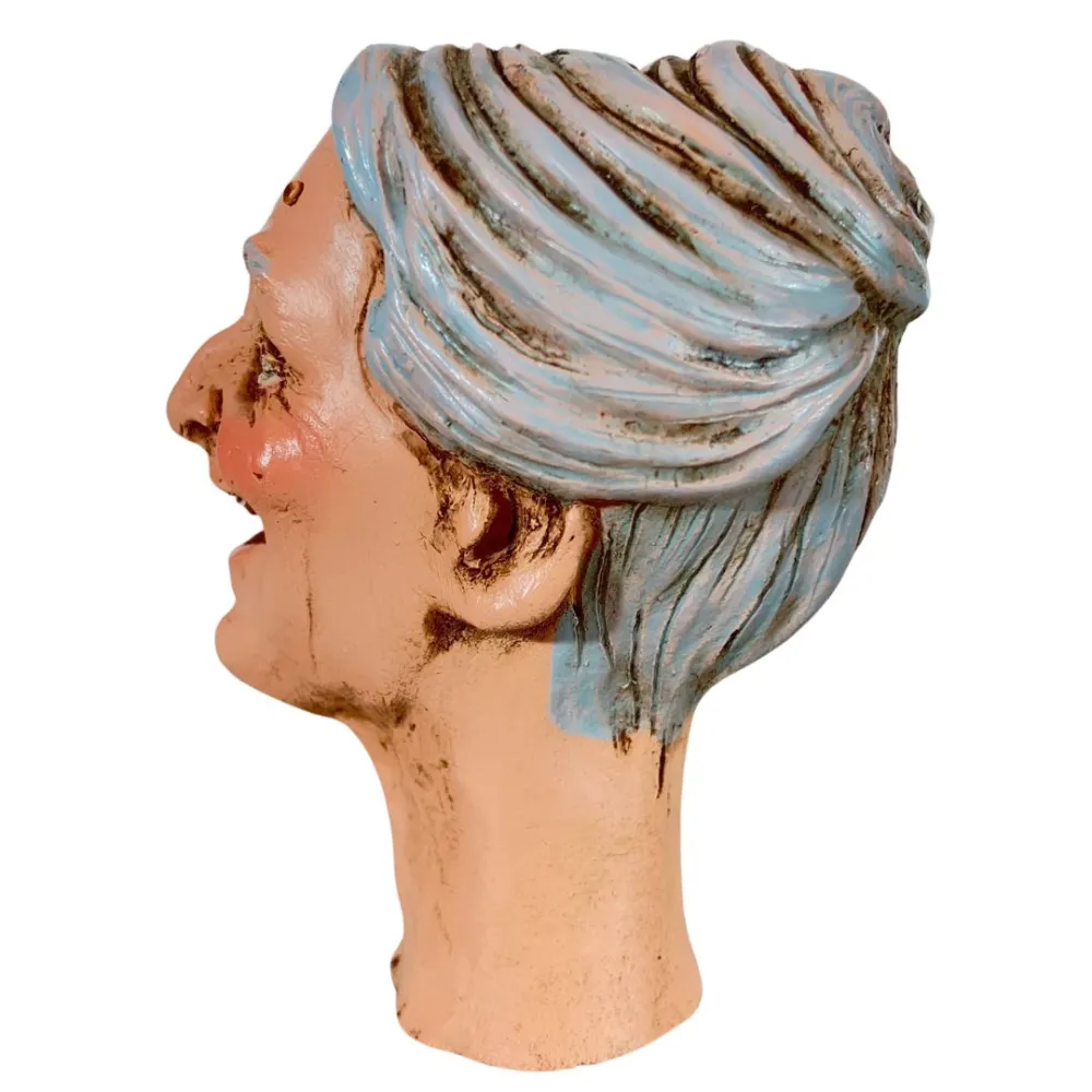 Laughing Elderly Woman Head for 30 cm Nativity Figures