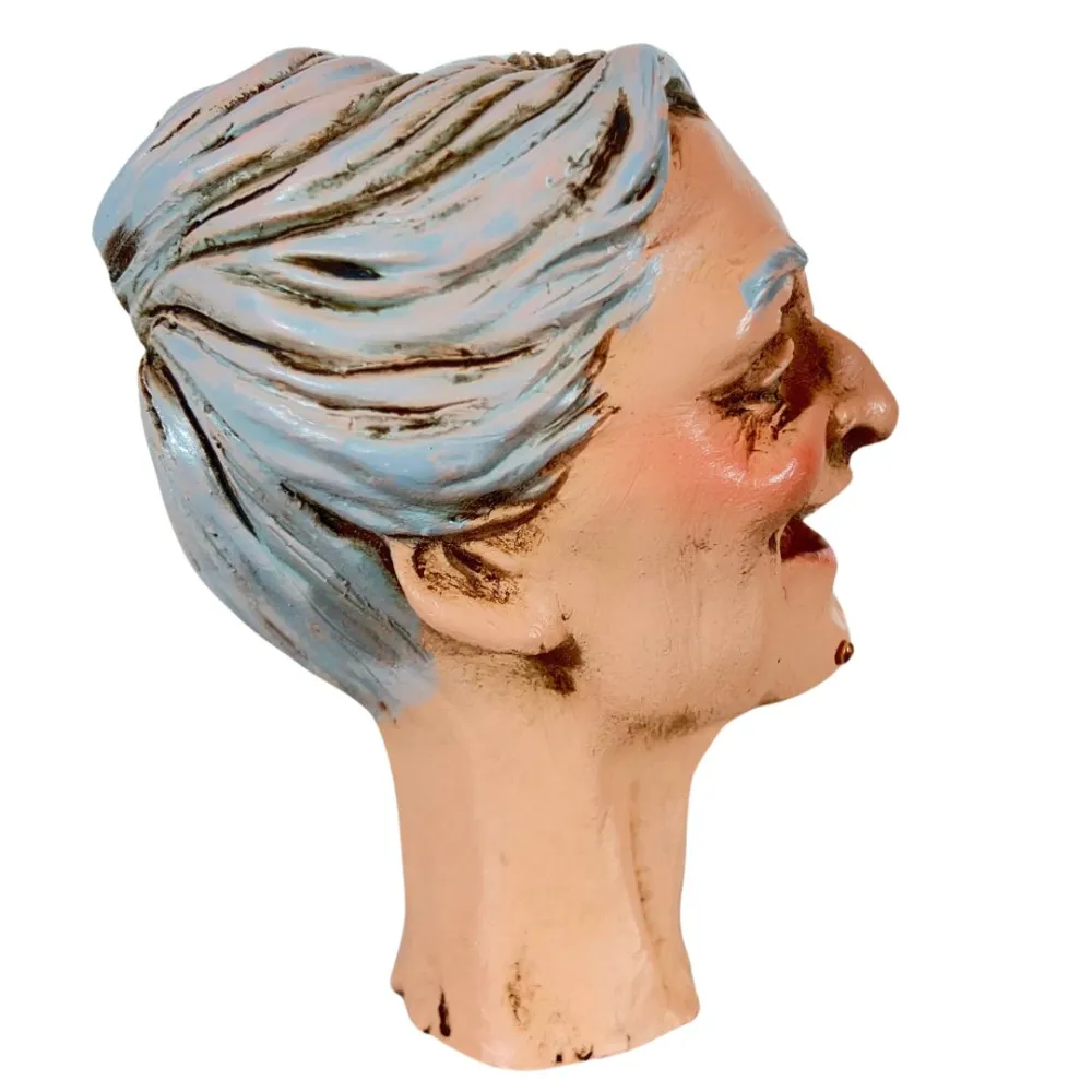 Laughing Elderly Woman Head for 30 cm Nativity Figures
