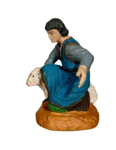 Pastore adorante vestito blu Oliver 10 cm con agnello 2