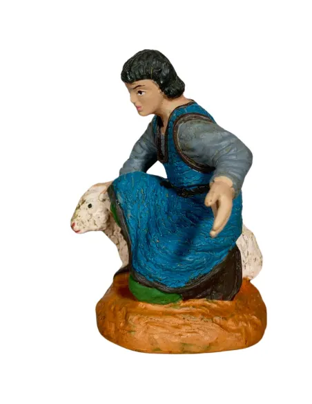 Pastore adorante vestito blu Oliver 10 cm con agnello