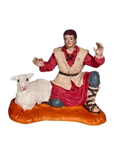 Pastore adorante Oliver 10 cm vestito rosso con agnello