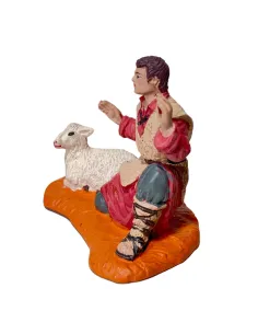 Pastore adorante Oliver 10 cm vestito rosso con agnello 2