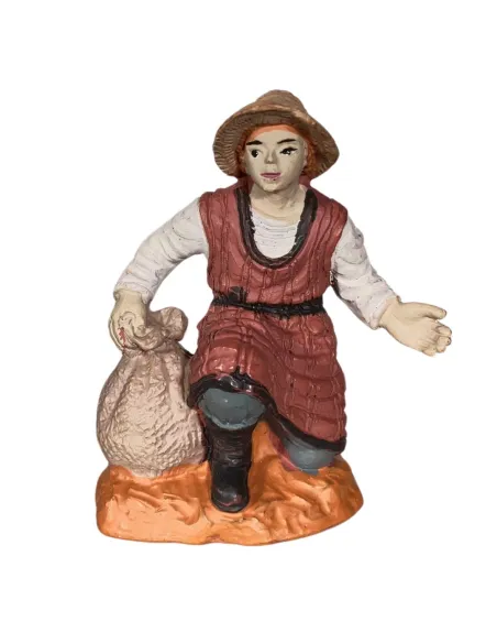 Contadino inginocchiato Oliver 8 cm con sacco