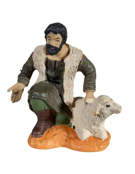 Adoring Shepherd with Lamb – Oliver, 8 cm