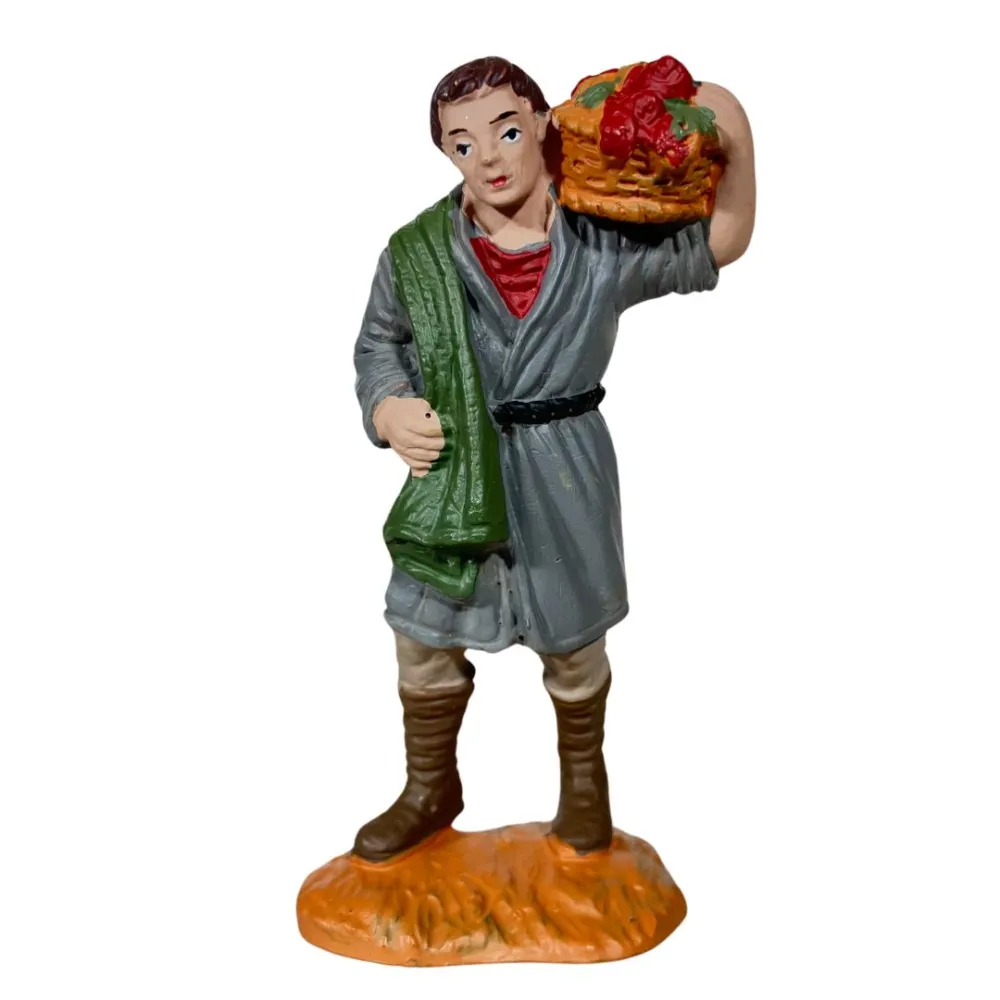 Contadino Oliver 8 cm con cesto frutta in spalla