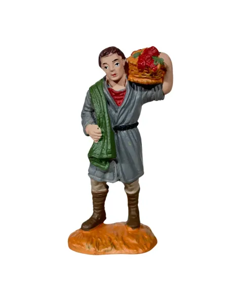 Farmer with Fruit Basket on Shoulder – Oliver, 8 cm